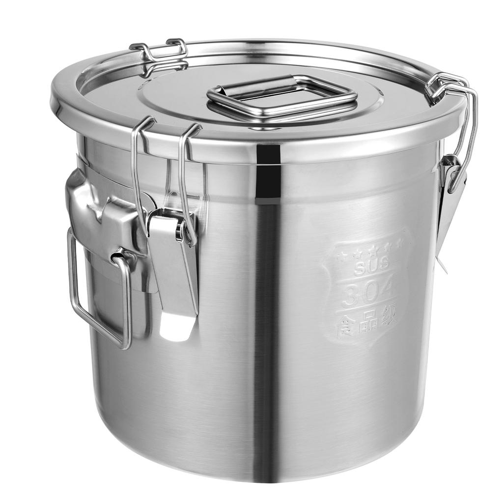 304 Stainless Steel Kitchen Airtight Canister 12L/3.17 Gal Rice Oil Food Storage Bucket Transport Can with Andles Airtight Lid