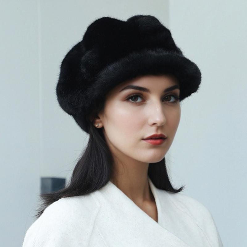 Winter Beret French Style Solid Color Design Versatile Wide Brim Hat Warmth Octagonal Hat Elegant One Size