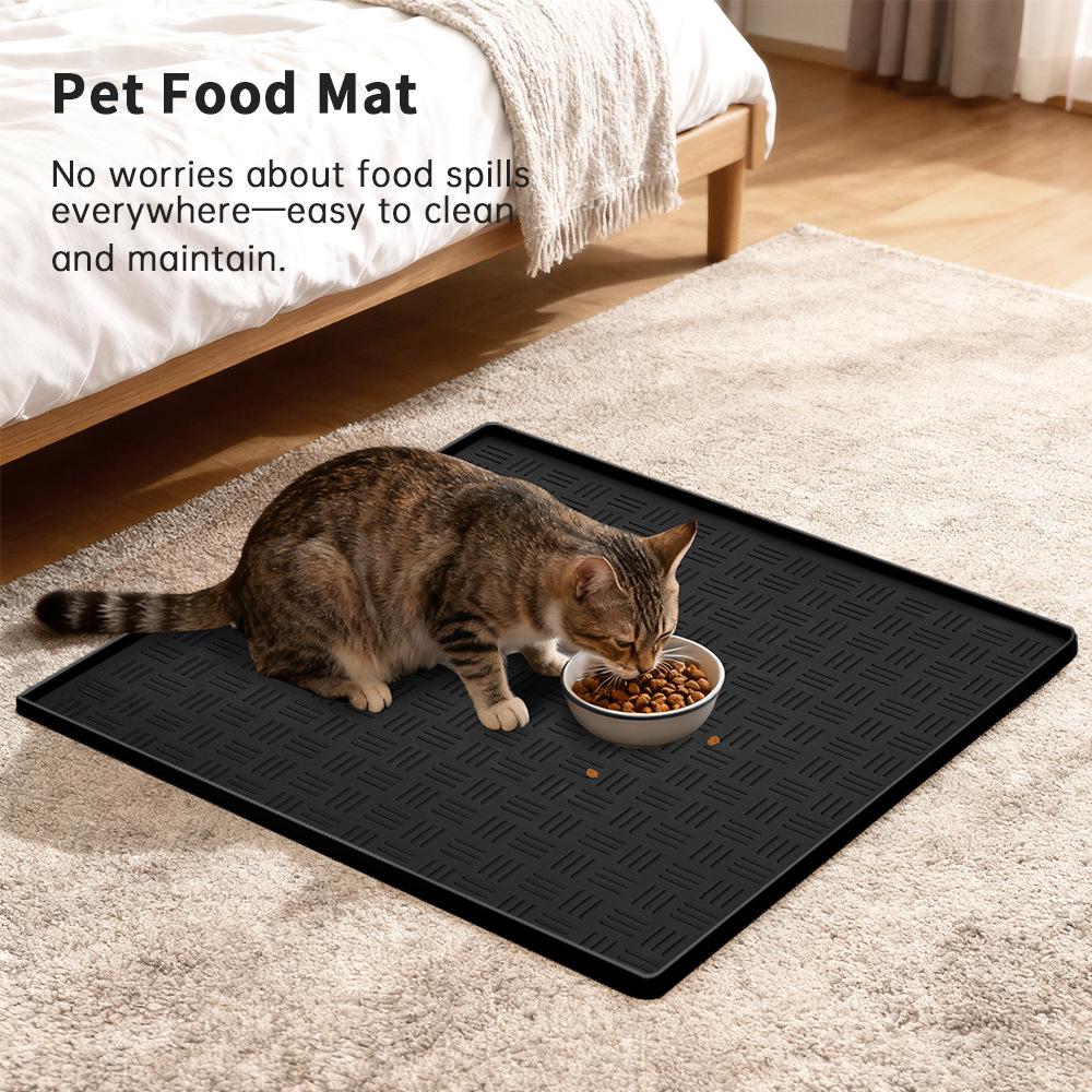 Waterproof Silicone Pet Feeding Mat - Spill-Proof, Straight Edge, Large Size for Cats & Dogs or Litter Mat