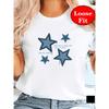 European Size Women's Plus Size Short Sleeve Round Neck T-Shirt - Star Print Blouse, -Line Casual Summer Top with Short Sleeves
