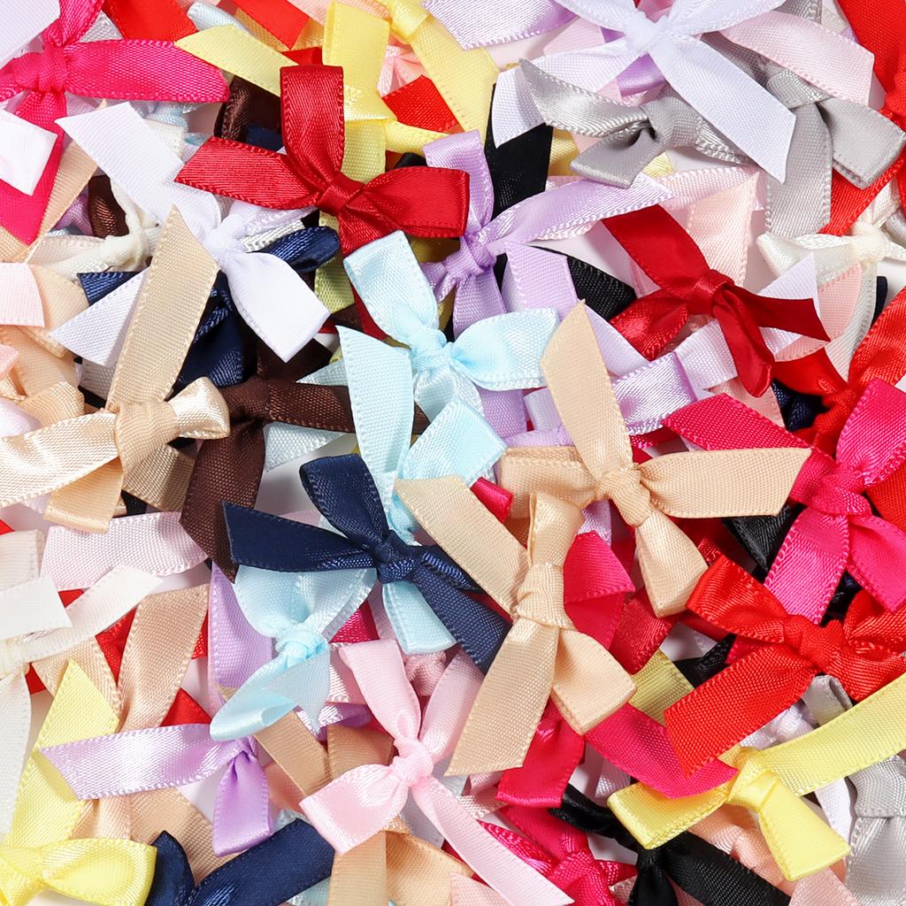 50pcs 4*3.5cm Colorful Ribbon Bows Small Size Polyester Handmade Bowknot For DIY Wedding Christmas Party Gift Bouquet Decoration
