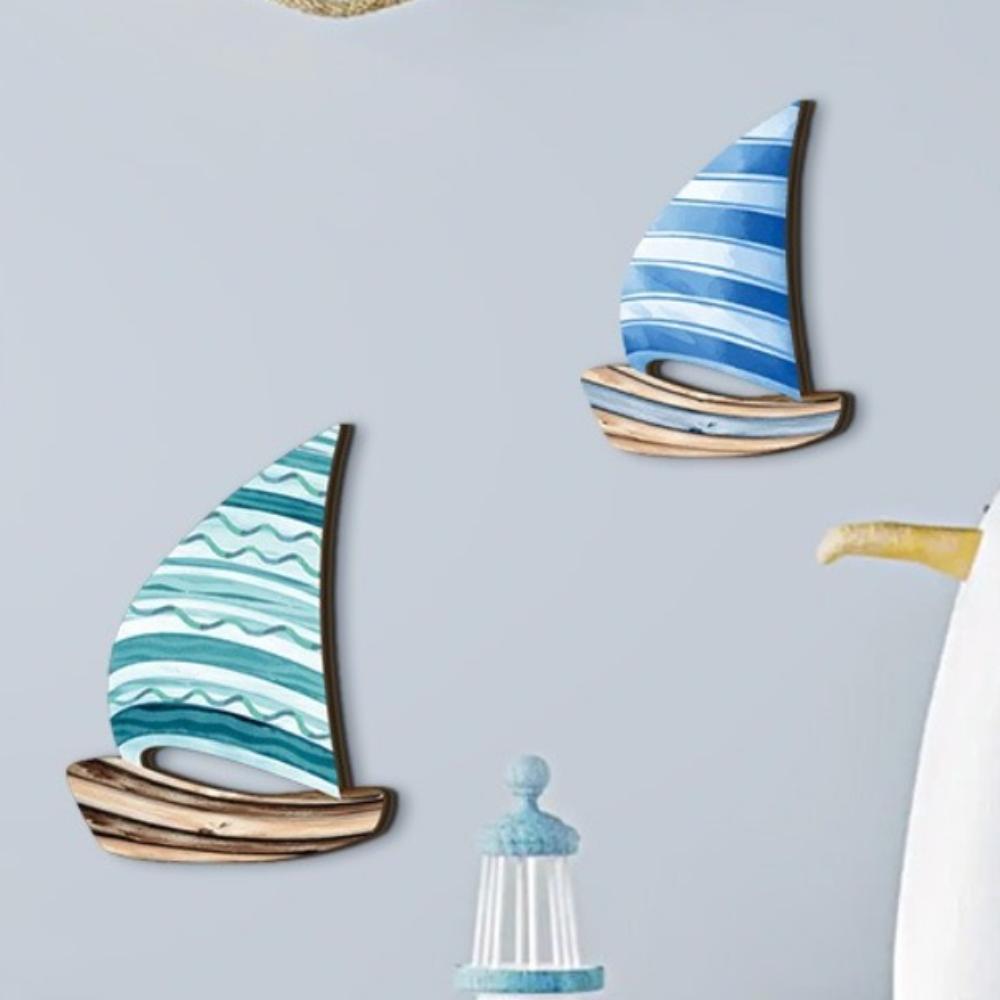 Retro Wooden Sailboat Wall Ornaments Hawaiian Style Ocean Sailboat Decor  Tropical Cafe Bar