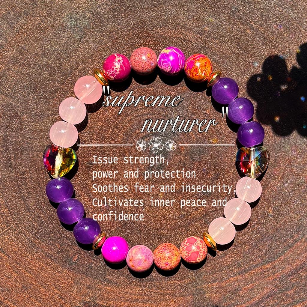 1pc/Strength and Protection Bracelet Imperial Jasper and Love Crystal Handmade Bracelet for Men and Women Cultivate Inner Peace