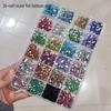 Rhinestone Rotondi Colorati a Fondo Piatto a 24 Scomparti per Unghie - Decorazioni per Nail Art Super Lucide Aurora e Perla