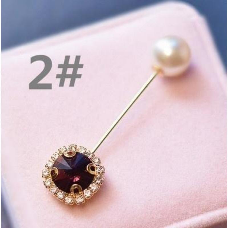 Classic Flowers Brooches New Long Crystal Needle Circular Pins Female Personality Elegant Brooch Car