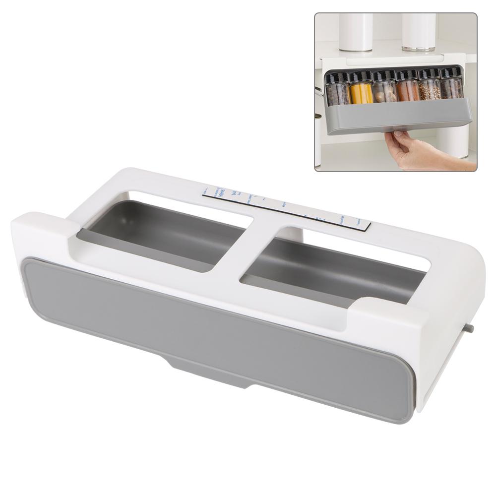 Seasoning Bottle Organizer Rack Kitchen Supplies Storage Under Desk Drawer Hidden Self-adhesive Spice Bottle Storage Rack