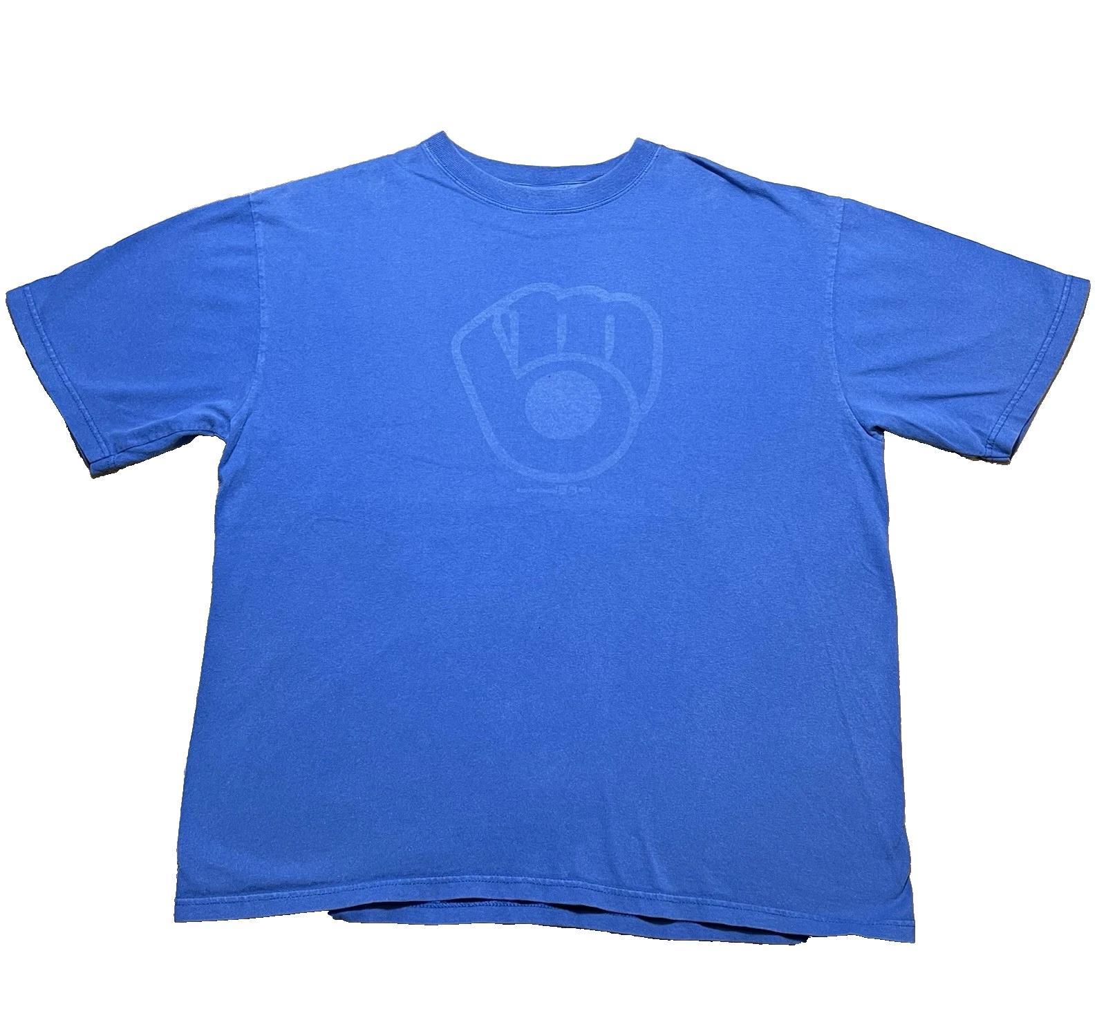 Milwaukee Brewers Shirt XL Vintage Y2K Brew Crew MLB Blue Graphic Tee XL
