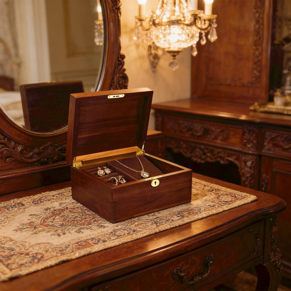 Holz-Aufbewahrungsbox mit Schloss und Schlüssel, Holz-Aufbewahrungsbox, Schmuckschatulle, Organizer.