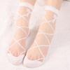 Women Sheer Mesh Glass Transparent Ankle Socks Lady Fashion Bowknot Knit Frill Trim Girls Spring Summer Short Socks