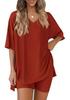 Women's Casual V-neck T-shirt & Shorts Homewear Set, 2026 Collection: Comfortable and Stylish 