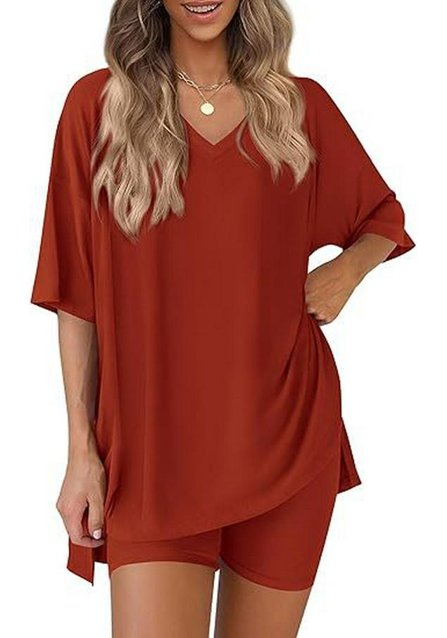 Women's Casual V-neck T-shirt & Shorts Homewear Set, 2026 Collection: Comfortable and Stylish 