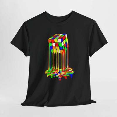 Melting Rubik Cube T-Shirt | Colorful Surreal Puzzle Art