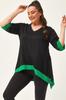 Women's Big Size Blouse Plus Size Black-Green Blouse with Tulle Detail On Sleeves and Skirt