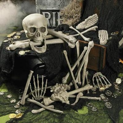 Halloween Skeleton Bones 19/28 Pieces Halloween Prop Skeleton Skull Haunted House Horror Prop Party Decorations