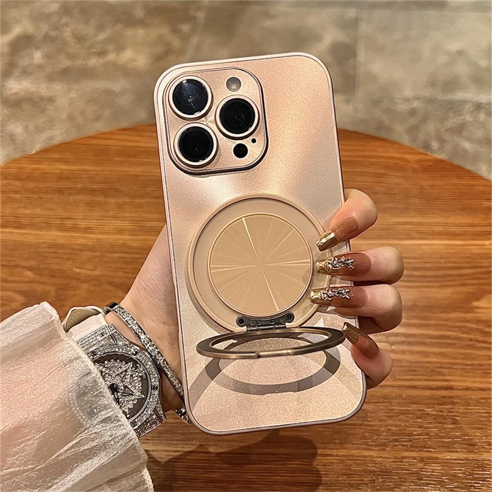 Glitter Laser Aurora Bracket Holder For Magsafe Case for iPhone 15 11 12 13 14 16 Pro Max Plus Magnetic Wireless Charging Cover