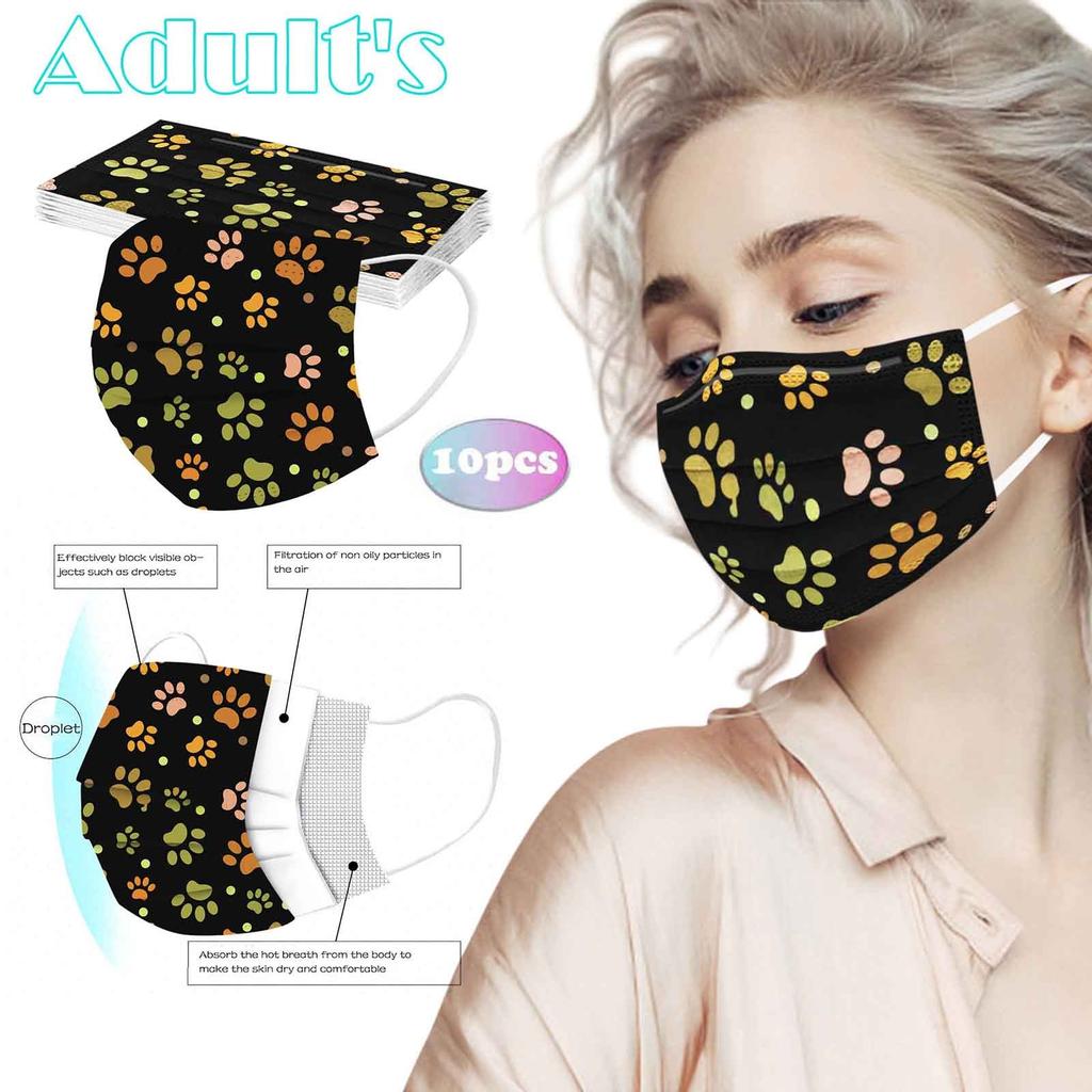 Adult  Women Man  Disposable Face Mask Industrial 3Ply Ear Loop 10PC Mask