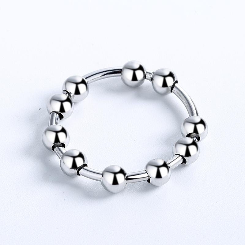 

Anxiety Ring Balls For Women Fidgets Rings Spinner Anxiety Beads Ring Rotating Freely Anti Stress Accessories Release Zircon 6