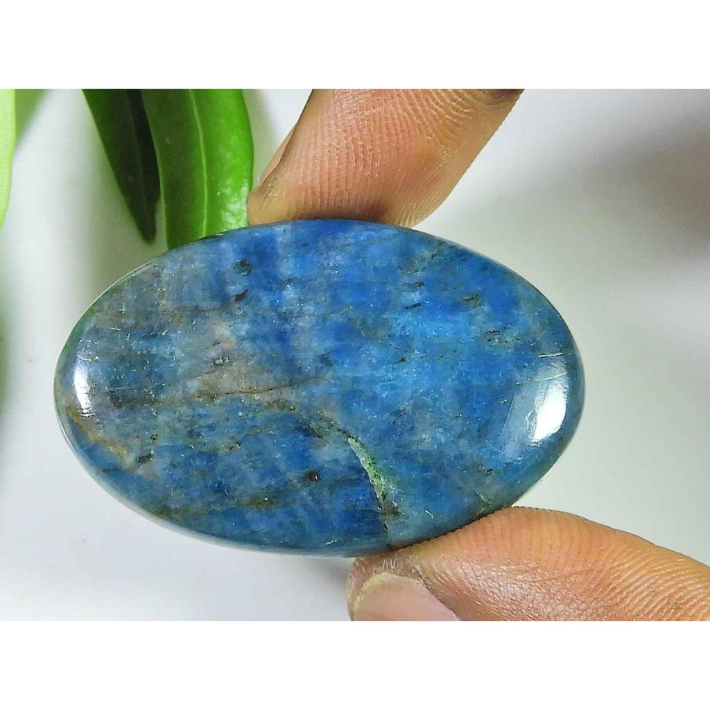 64Cts Genuine Neon Blue Apatite Oval Crystal Cabochon Loose Gemstone 25X40MM SK-2105