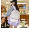 Simple schoolbag double shoulder schoolbag new large-capacity wear-resistant schoolbag to reduce the burden on junior and high school students
