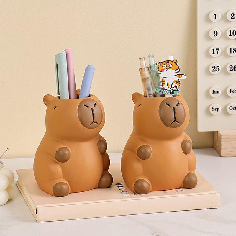 Cute Capybara Pen Holder Makeup Brush Organizer Perfect For Office Desk Decor And Creative Storage Solution Pen Holder For