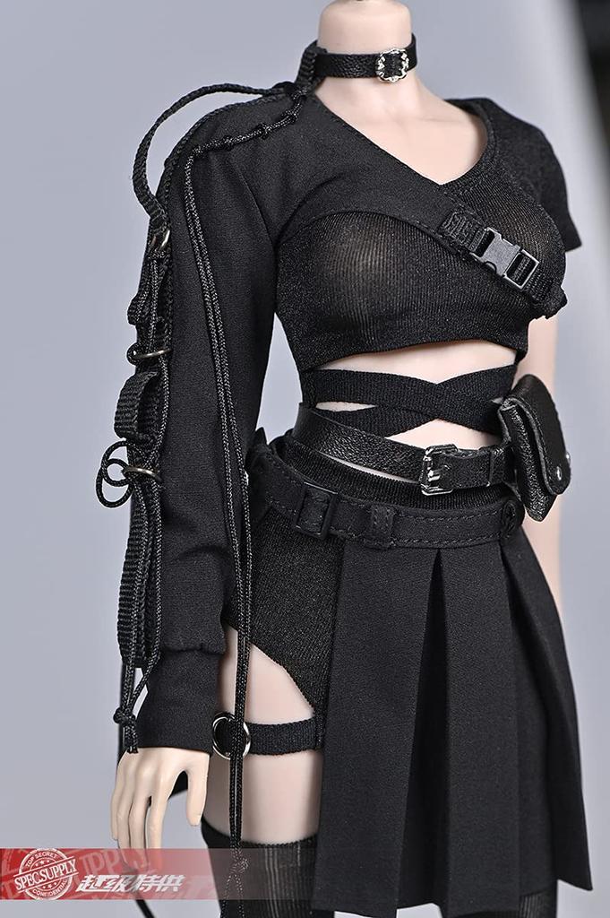 [TOYBARJAPAN] Sexy Black Beauty Fighter Outfit Accessory Set for 1/6 Scale Action Figures (Body, Head, Shoes, and Weapons Not Included)
