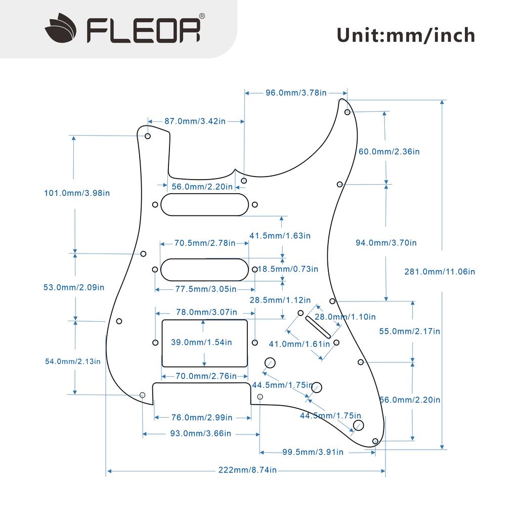 FLEOR 11 Holes HSS Electric Guitar Pickguard SSH Guard Scratch Plate & Screws fit ST Guitar Parts, 8 Colors Option
