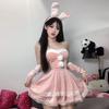 Sexy Lingerie New Velvet Strapless Lace Dress Sleeves Cute Bunny Girl Christmas Outfit Set Ball Cosplay Uniform Temptation