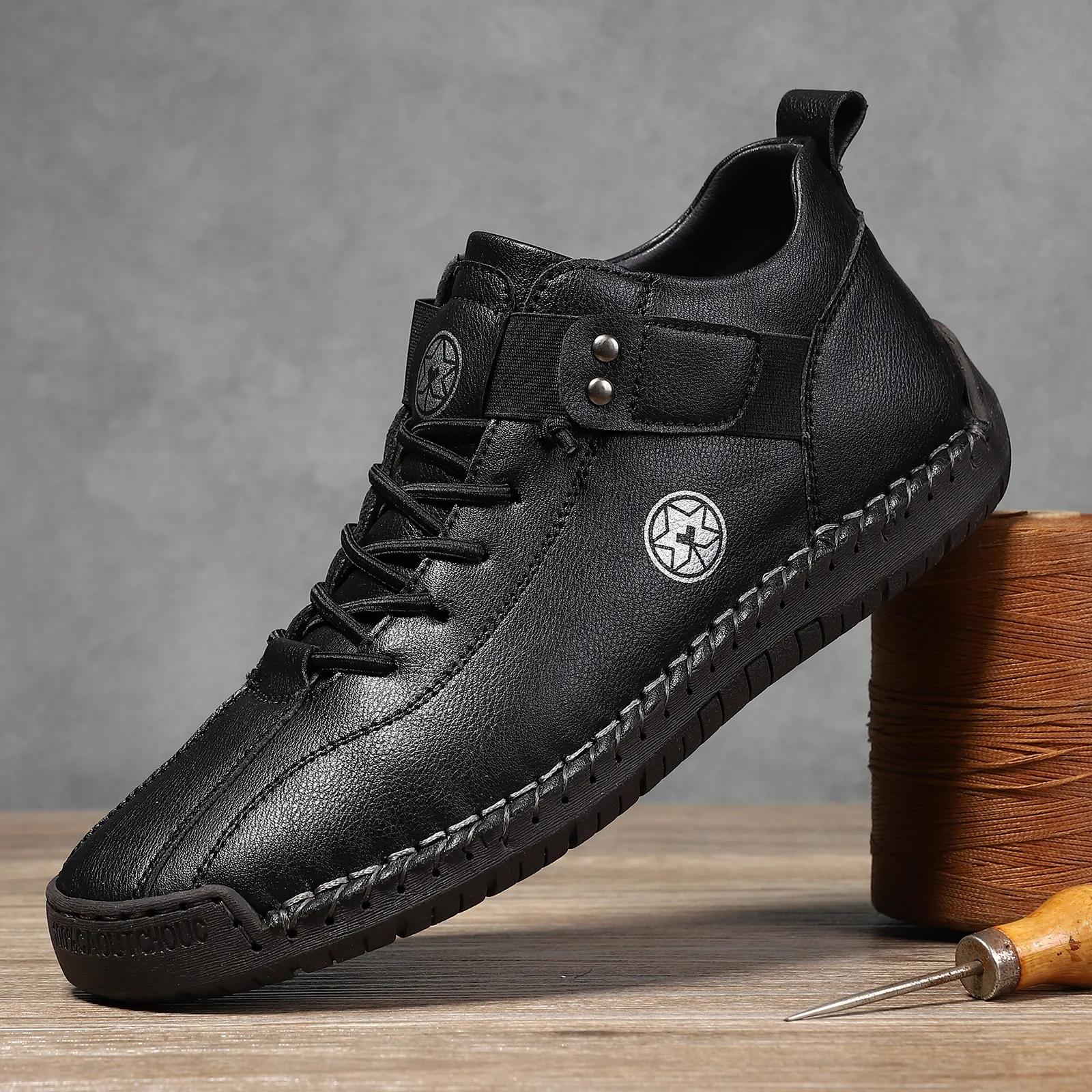 

Модный Новый Дизайн 2025 Мужские Кожаные Кроссовки Мужские Дышащие Кожаные Туфли Кожаная Ручная Работа Повседневная Мужская Обувь Мужские Ботильоны для Улицы 38