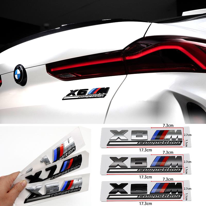 FA6ABS Tricolor M mark Competition Car Trunk Badge Emblem Thunder Edition Sticker For BMW 7m 8x1m X2M X3M X4M X5M X6M X7M x 5