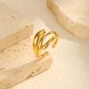 Stainless Steel Hollow Adjustable Open Ring Fine Three-layer Gold Plated Rings For Women Summer Finger Jewelry Accessories New