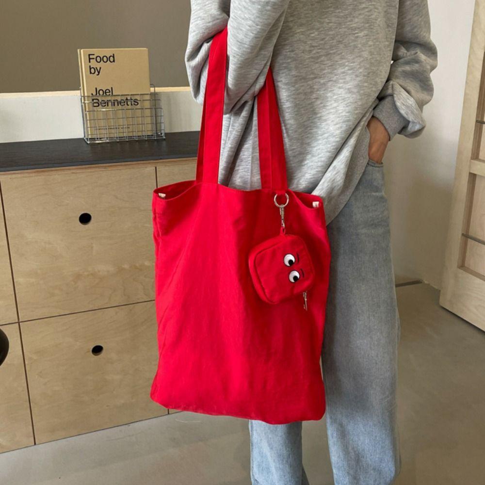 With Storage Bag Solid Color Shoulder Bag Shopping Bag Colorful Handbag  Students