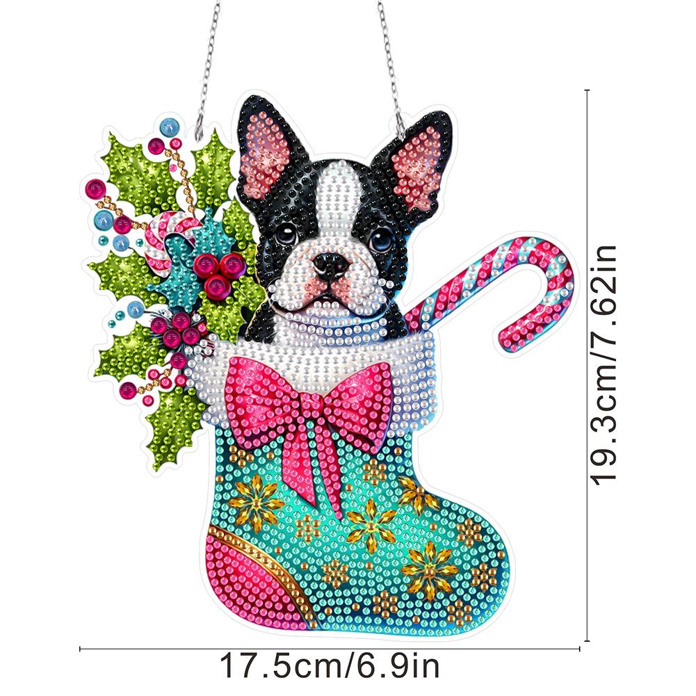 Special Shaped Christmas Puppy Diamond Painting Hanging Ornaments Kit Acrylic Diamond Painting Hanging Decorations for Beginner