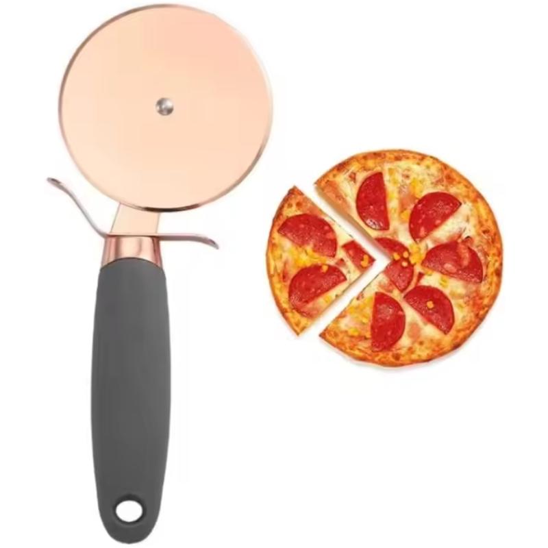 Household Kitchen manual stainless steel pancake cutter pizza rolling roller baking tool copper plated pancake cutter Rose Gold