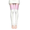 Red Black Patchwork Open Foot Stockings Night Club Stage Dance Oil Glossy Long Stockings Ladies Thigh High Faux Leather Hosiery