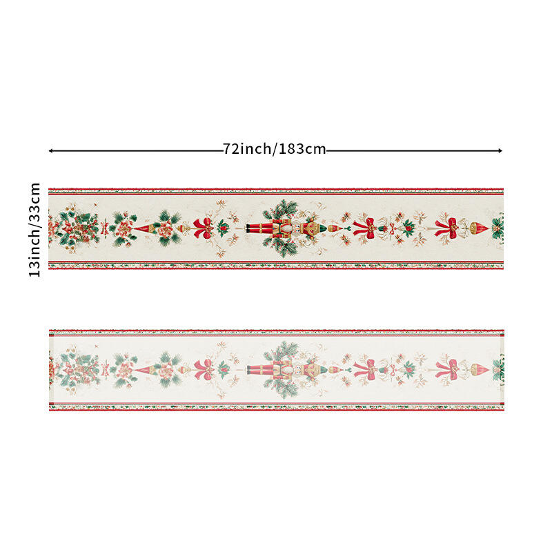 33*183cm Christmas Table Runner Set - Linen-Look Digital Print Holiday Decor for Dining Tables & Cabinets