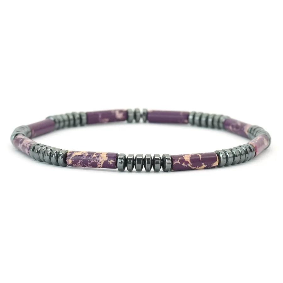 Unisex Hematite Bracelet Irregular Emperor Stone Beaded Jewelry Handmade Elastic Minimalist Energy Gift for Men Women