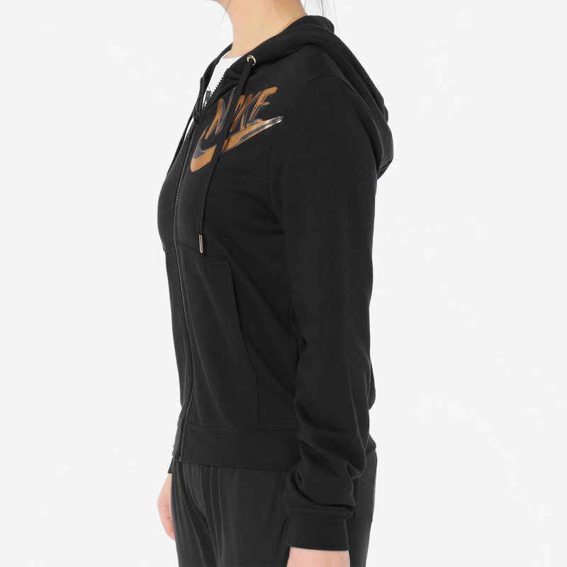 Nike Logo Printed Hooded Jacket Women Jackets Black 938958-010