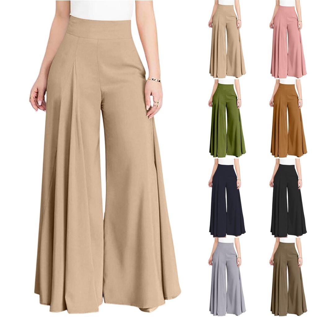 Women's Fashion Casual Plus Size Loose Fit High Waisted Straight Leg Wide Leg Lightweight Pants