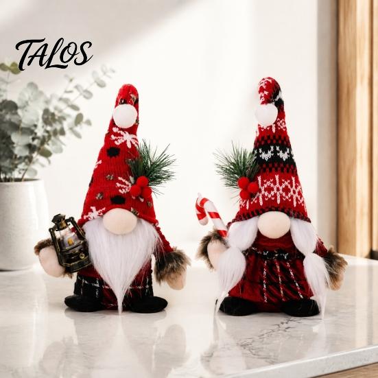 Holiday Gift for Friends Christmas Plush Gnome Decoration, Nordic Xmas Scandinavian Tomte Elf with Cute Souvenirs Pine Tree Branch Desk Shelf