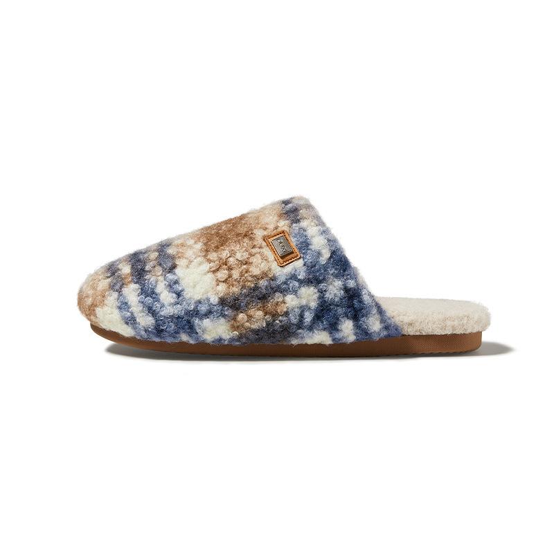 PUXI einfache westliche Haushalts-Baumwollpantoffeln Blume und Mond Herbst und Winter Zuhause Samt warm weiche Sohle rutschfest Paar Baumwollschuhe