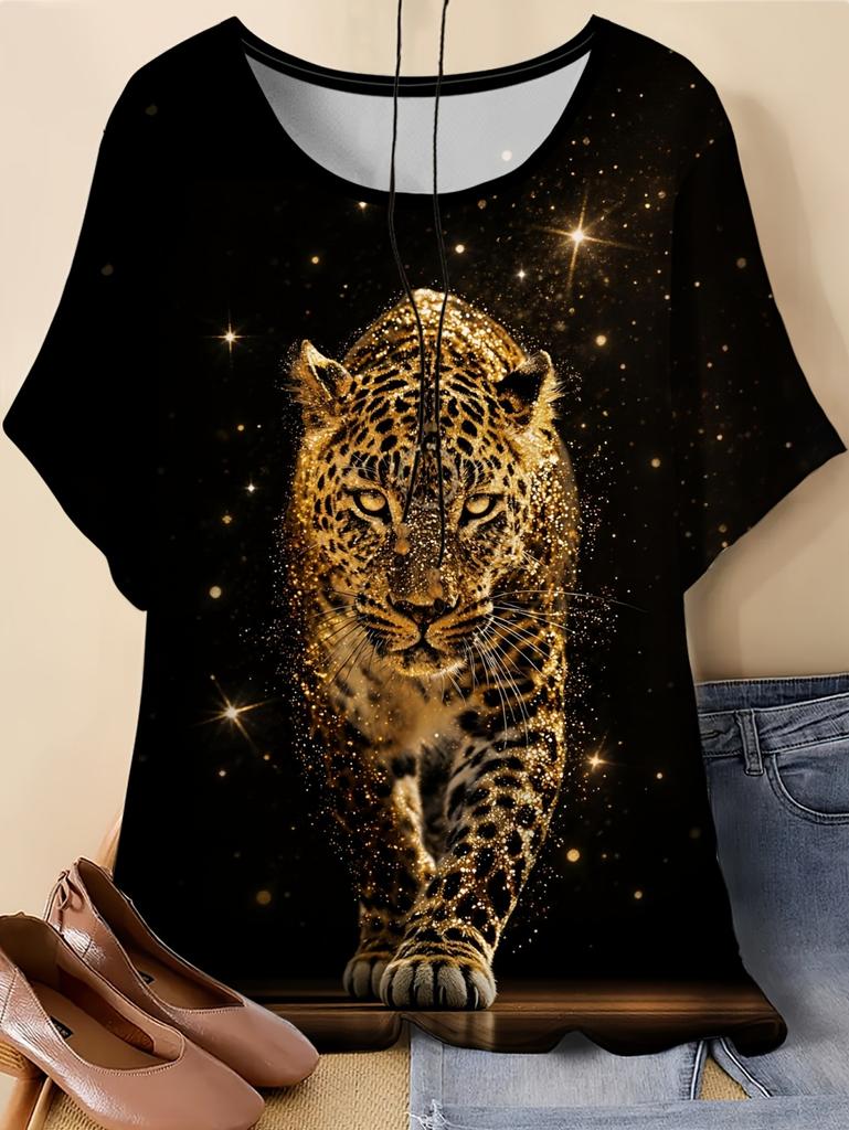 New Women 3D Print Animal T-Shirt Cool Cheetah Graphic Tees Summer T-Shirts Tops Oversize Short Sleeves Y2k Street Women Clothes