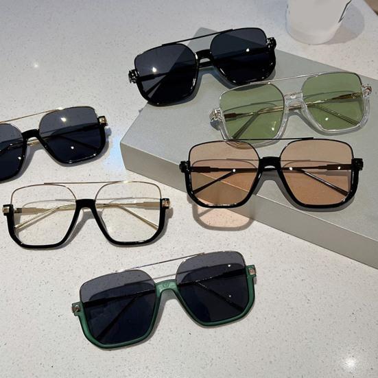 Unisex Sunglasses Vintage Style Smooth Anti-UV Block Sunlight Half Rim Vacation Beach Spectacles Outdoor Eyewear Photo Prop