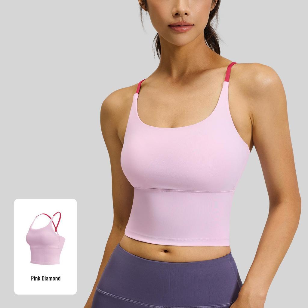 Seamless Strappy Sports Bra: High Elasticity, Padded, Bare Feel Yoga Tank Top for Women