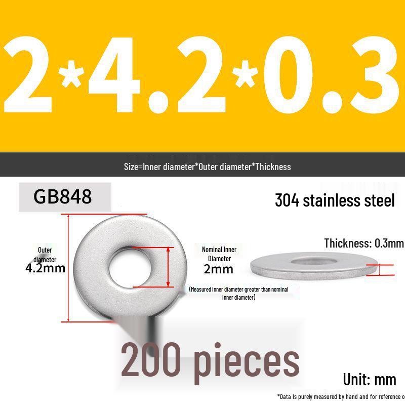304 Stainless Steel Enlarged Flat Washer Ring (Sizes: M1.6-M22)