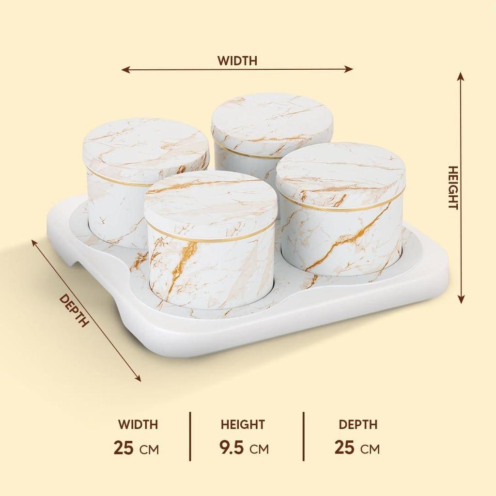 Tray SET of 4pcs (450ml each),Dry Food Storage Box I Premium Gifting Set I Multi-Purpose Box l Serving Sweets, Chocolates, Candy- Italian White