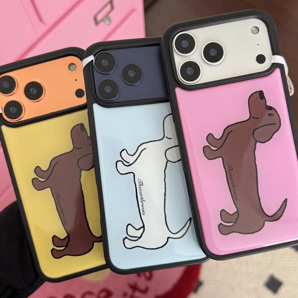 Cute dachshund suitable for Apple 17Promax mobile phone case IP16 glue water condensation 15 large holes men's and women's anti-drop cover
