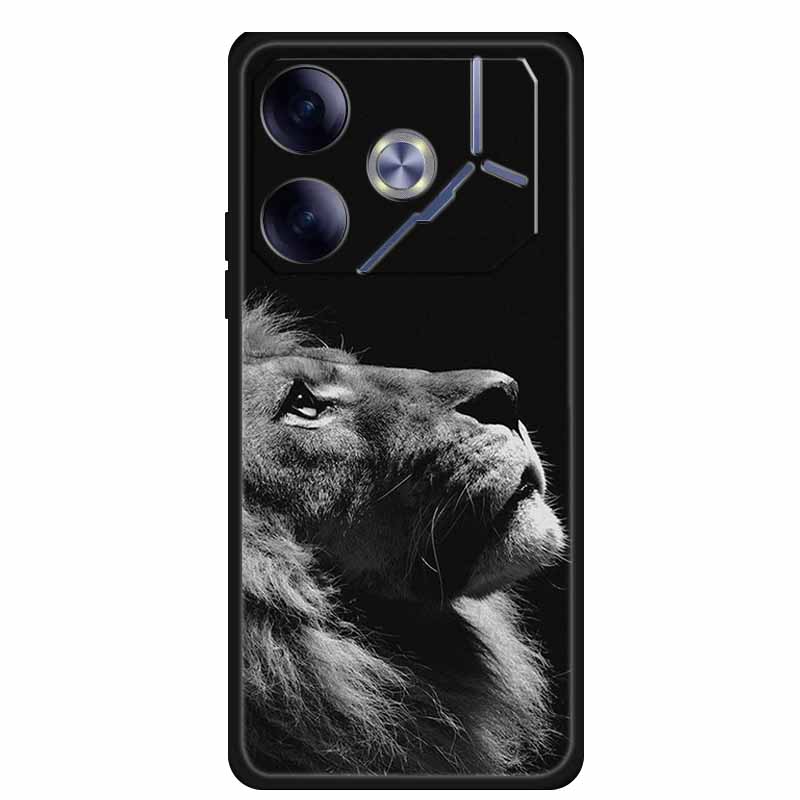 For Tecno Pova 6 Phone Case 6.78" Animal Black Silicone Soft Back Cover Cases For Tecno Pova 6 Case Pova6 Coque Funda Shockproof