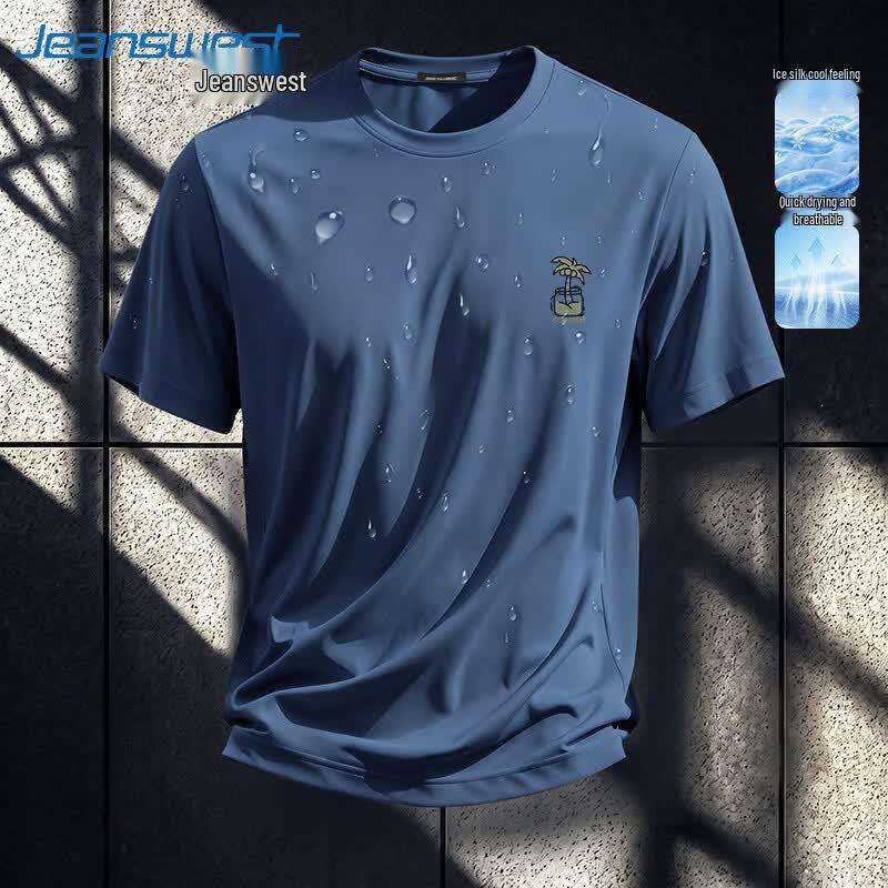 Jeanswest Men's Quick-Dry Ice Silk Mesh T-Shirt