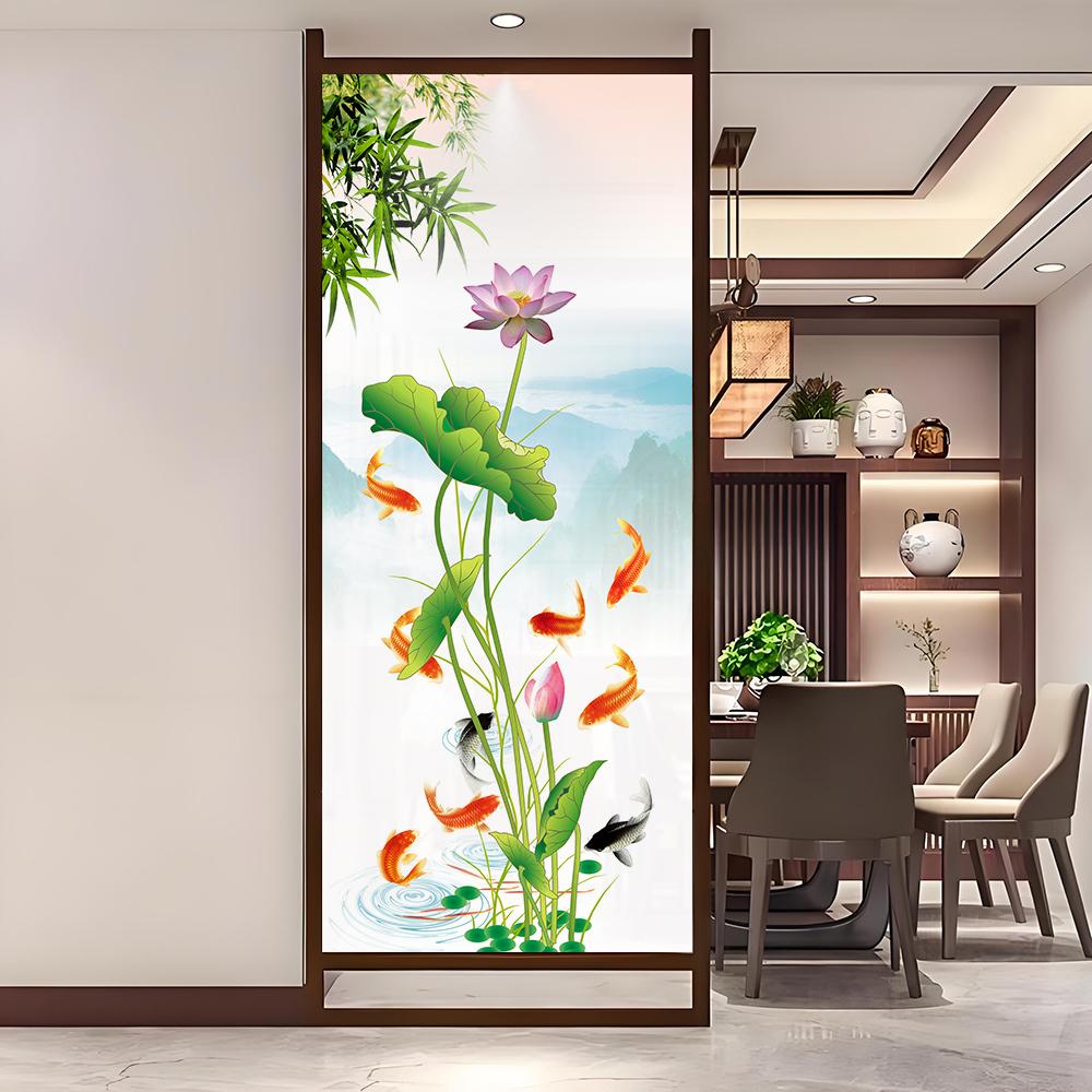Pellicola Decorativa per Finestre Fiori e Foglie Static Cling Vetrofania Stained Glass per Decorazione Casa 28