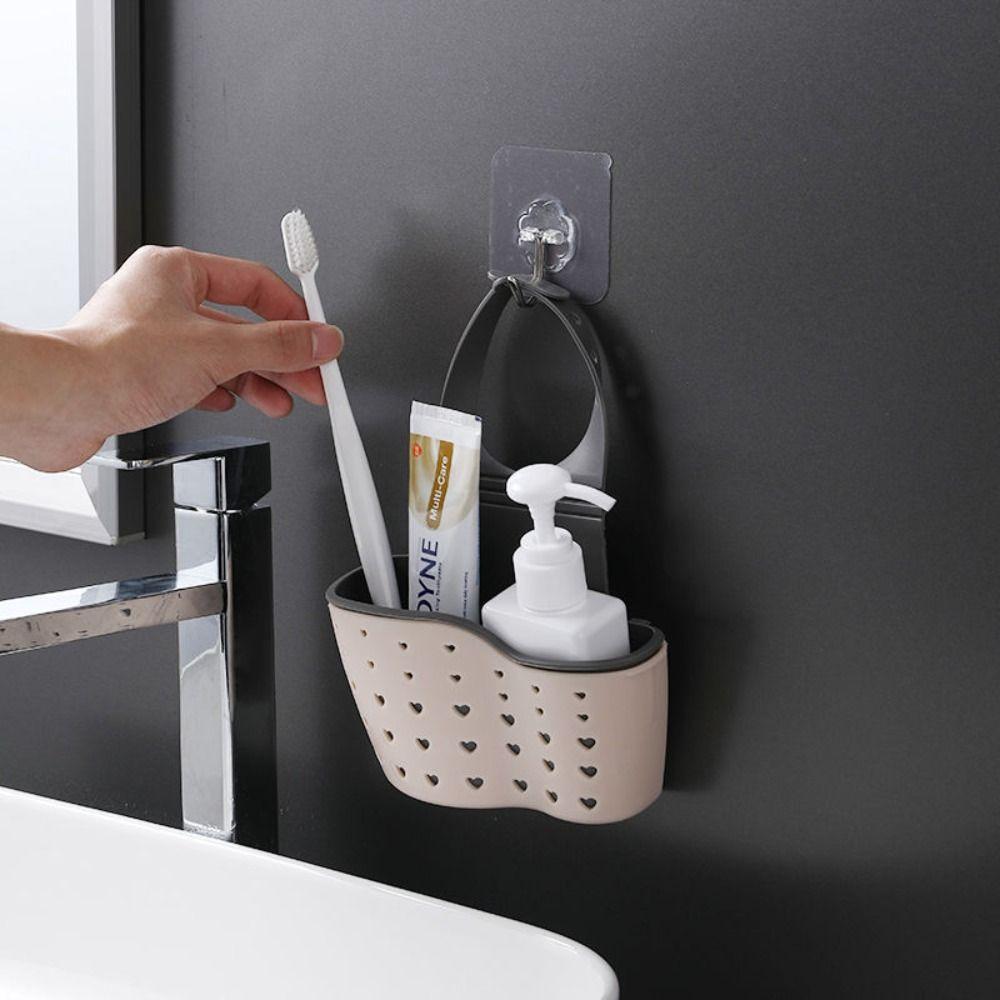 Kitchen Organizer Soap Hanging Non Perforated Storage Rack Drain Basket Storage Bag Sink Basket